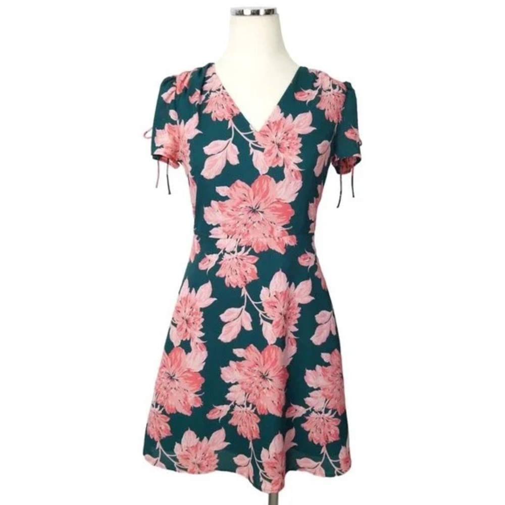 J Crew Mercantile pink and green floral fit and flare dress, 14